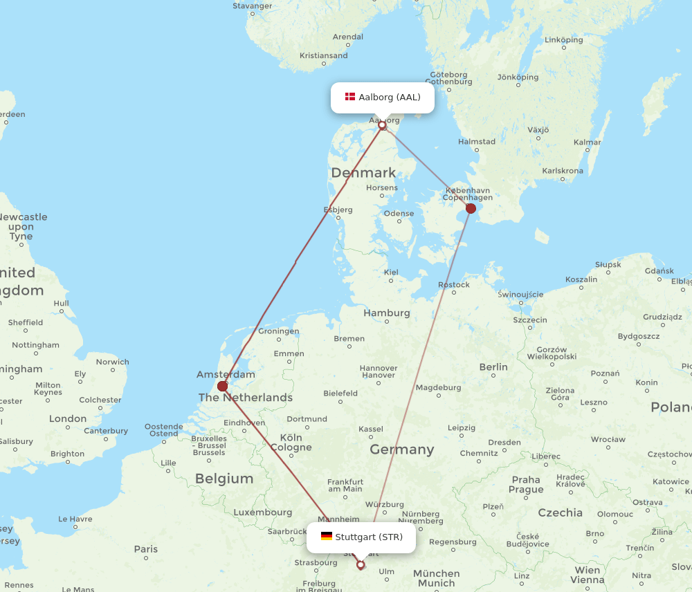 AAL to STR flights and routes map