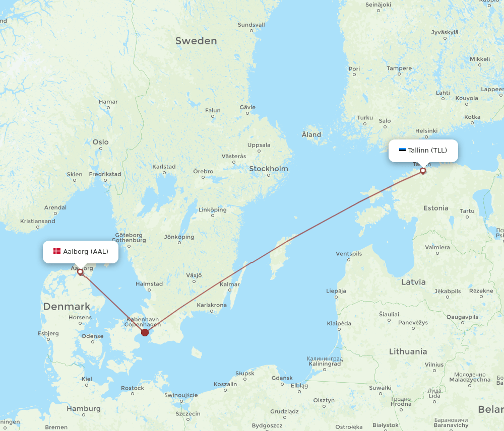AAL to TLL flights and routes map