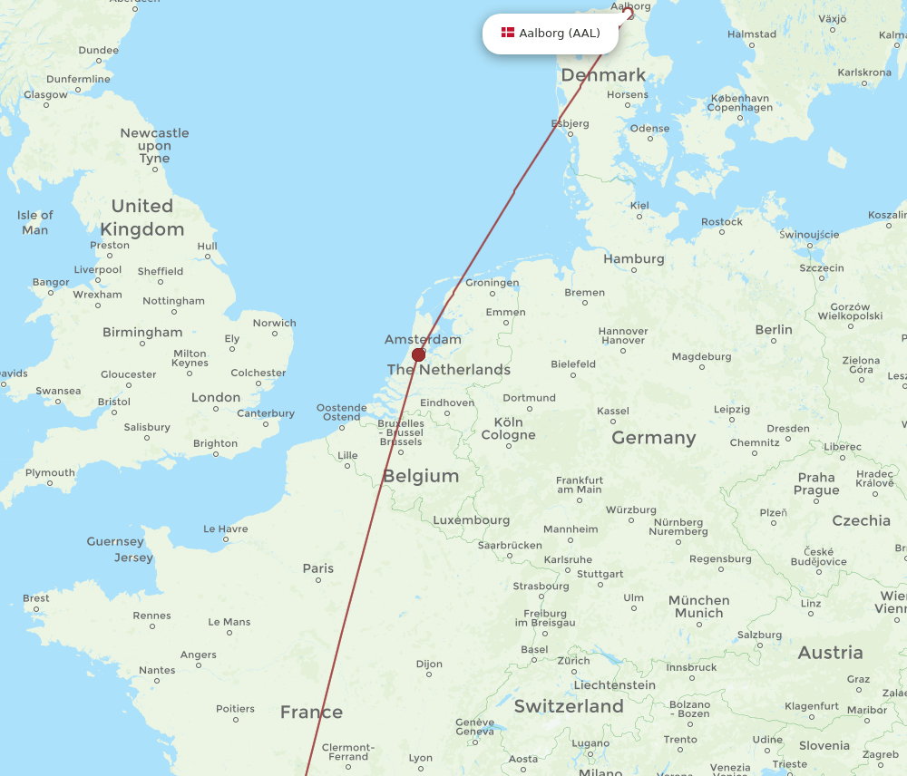 AAL to TLS flights and routes map