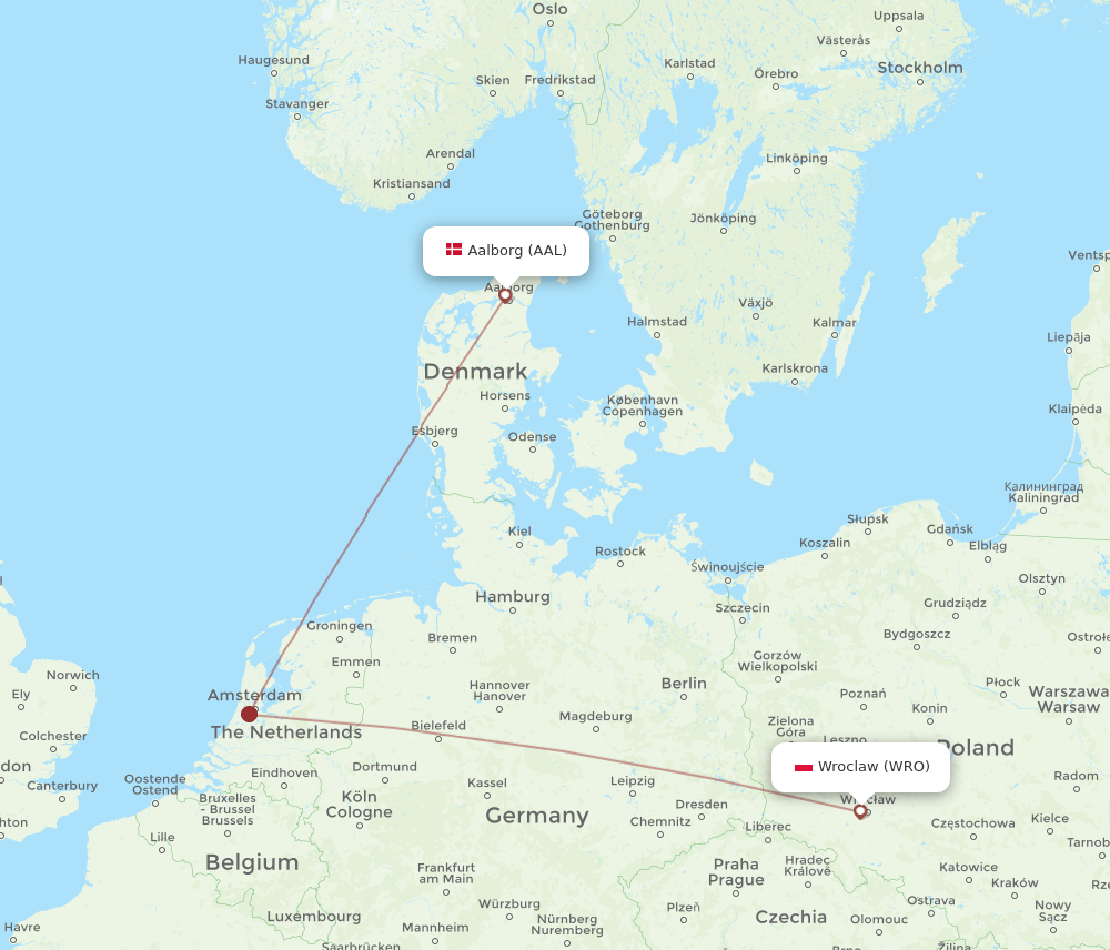 AAL-WRO flight routes