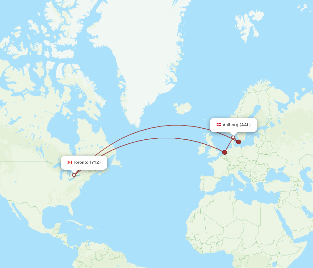 AAL to YYZ flights and routes map