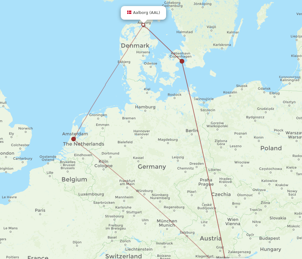 AAL to ZAG flights and routes map