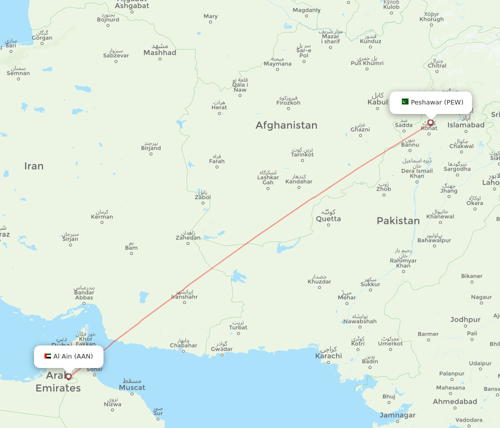AAN to PEW flights and routes map