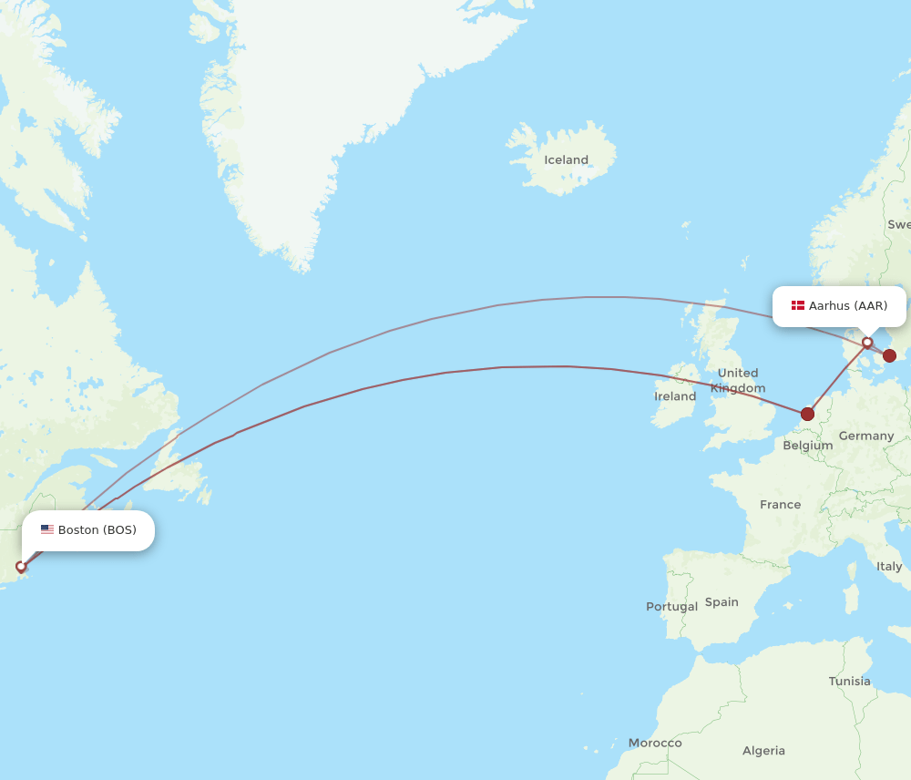 AAR-BOS flight routes