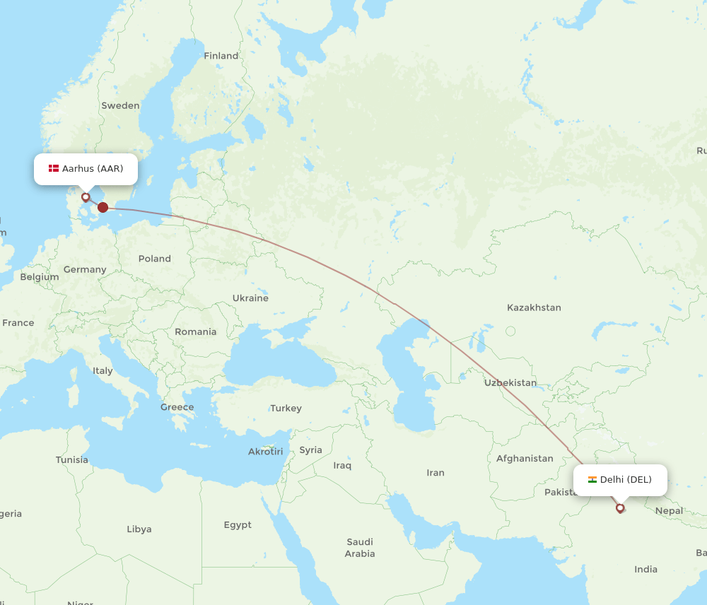 AAR-DEL flight routes