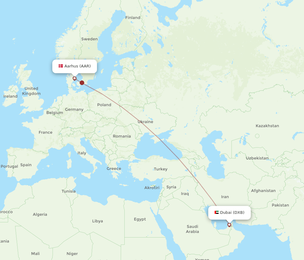AAR-DXB flight routes