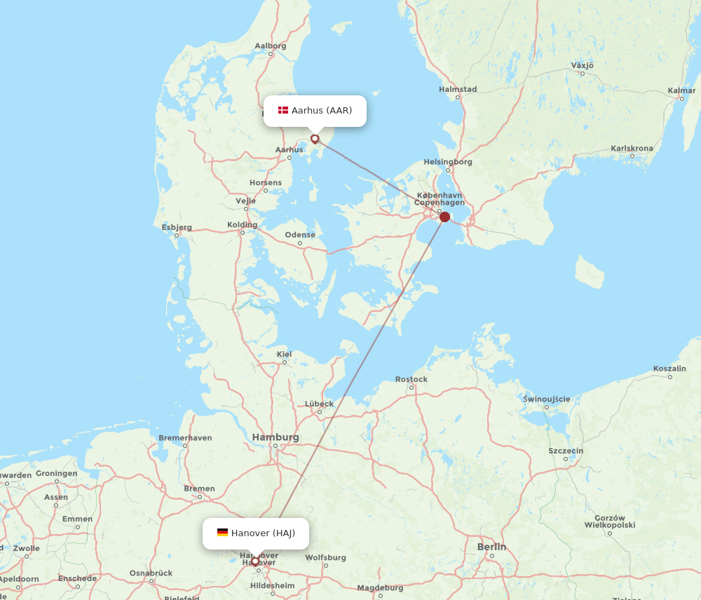 AAR to HAJ flights and routes map