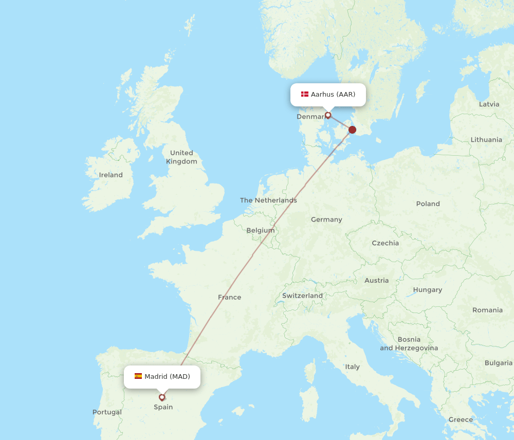 AAR to MAD flights and routes map