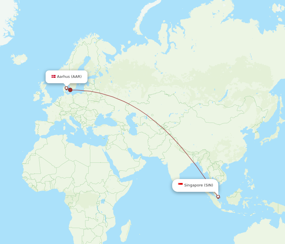 AAR to SIN flights and routes map