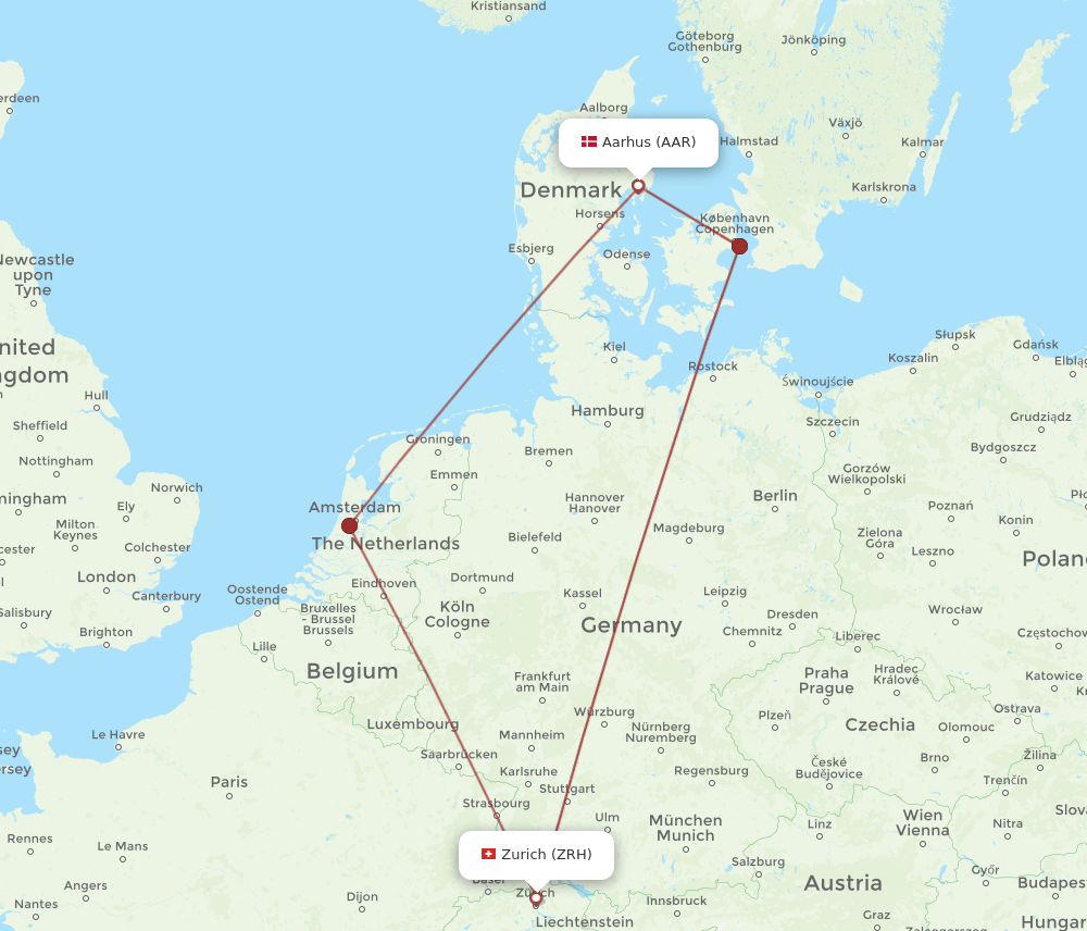 AAR-ZRH flight routes