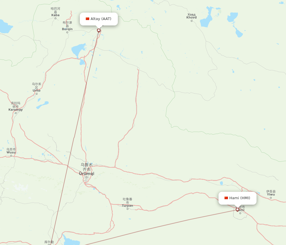 HMI to AAT flights and routes map
