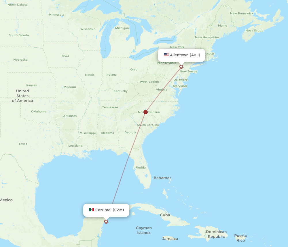 ABE-CZM flight routes