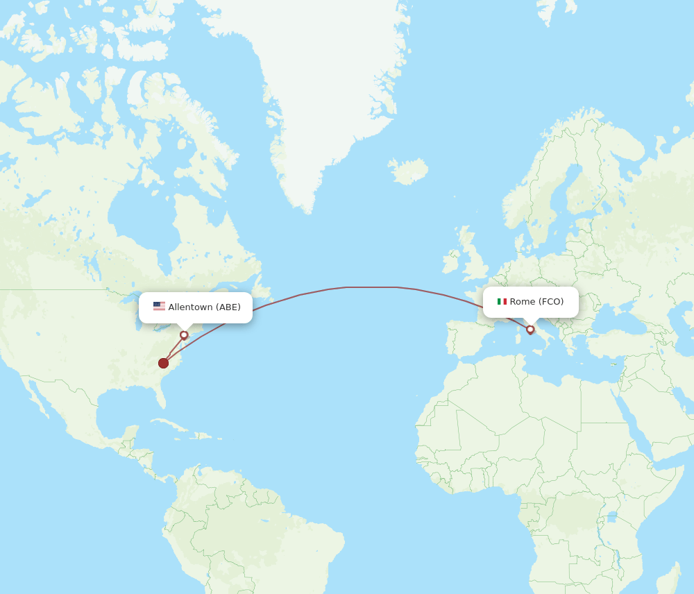 ABE-FCO flight routes