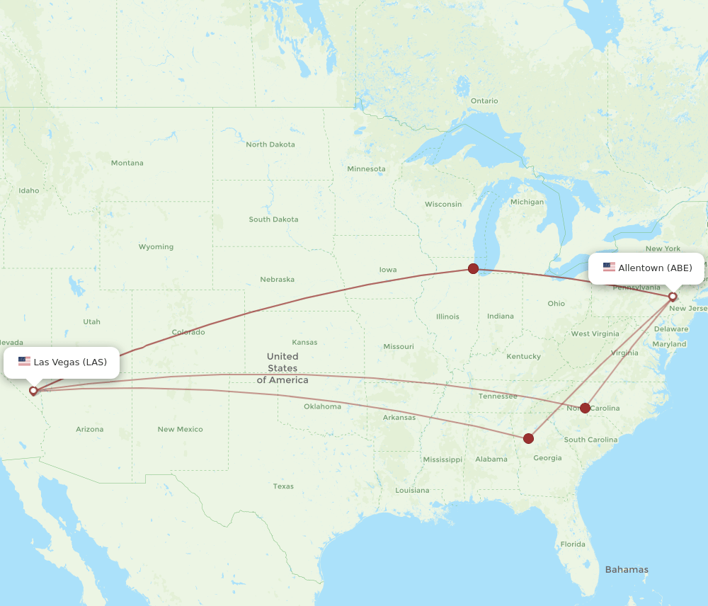 ABE-LAS flight routes