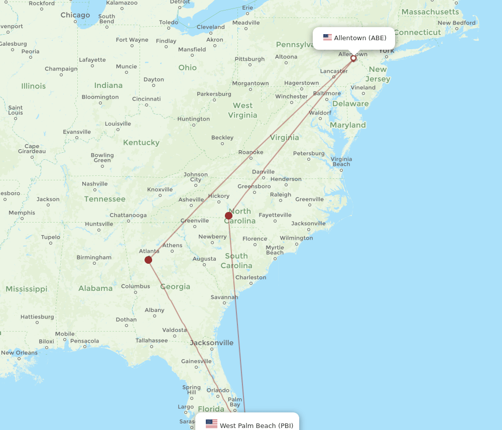 ABE-PBI flight routes