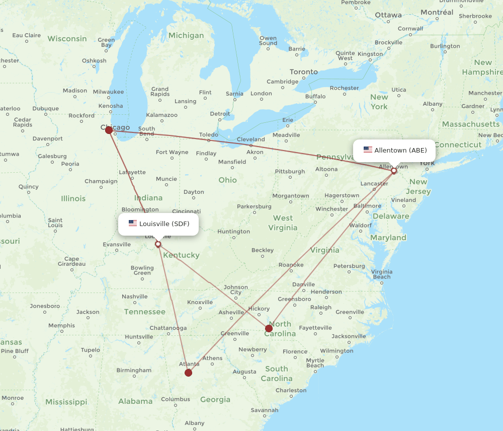 ABE-SDF flight routes