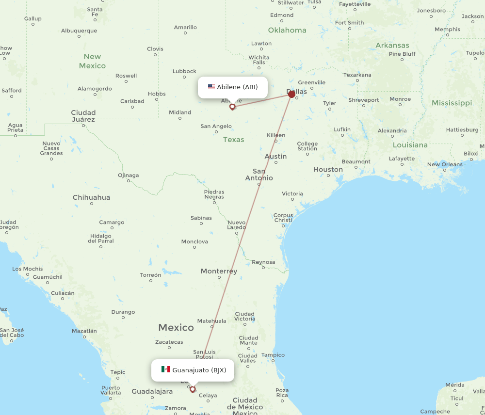 ABI-BJX flight routes