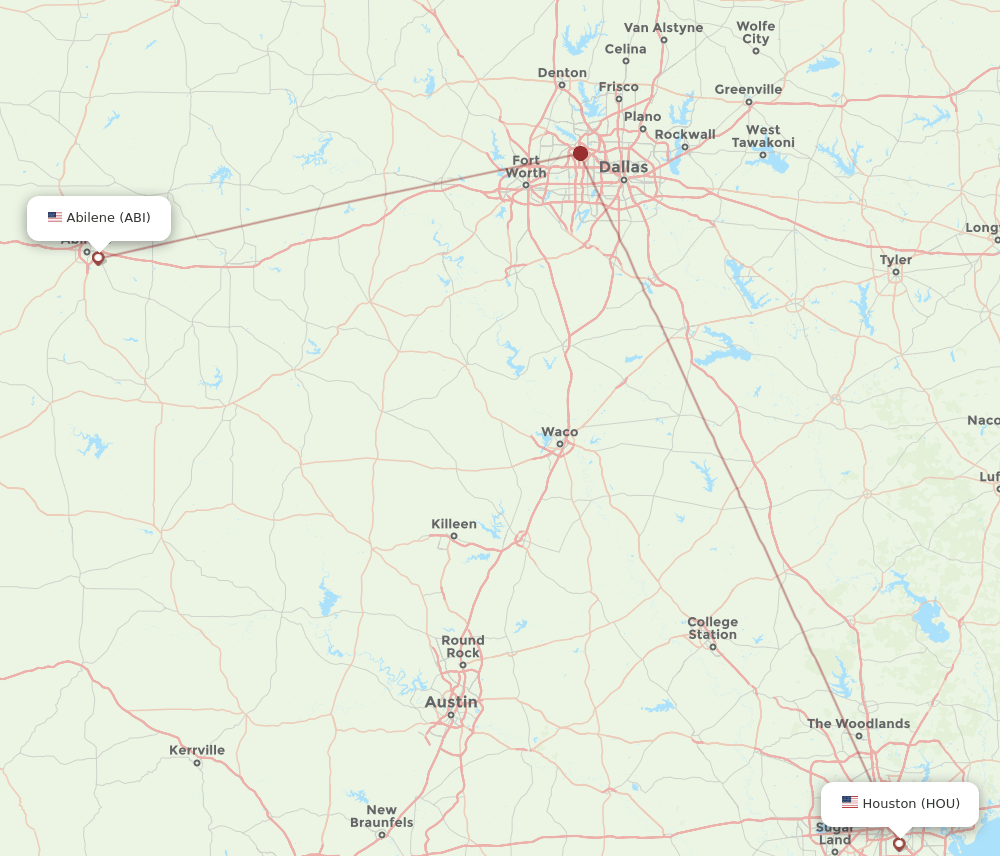 ABI-HOU flight routes