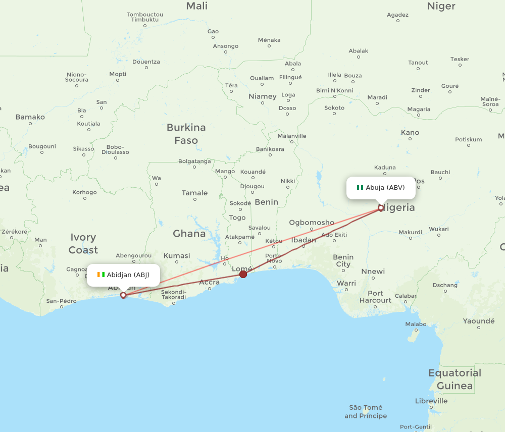 ABJ to ABV flights and routes map