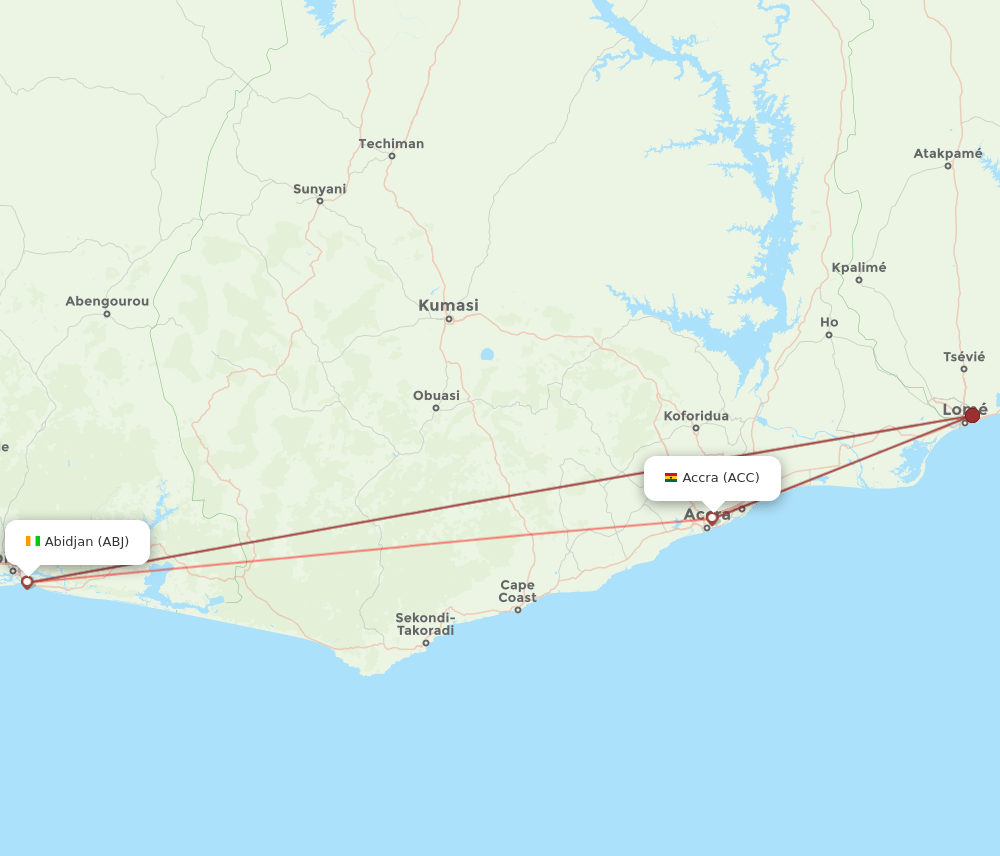 ABJ to ACC flights and routes map