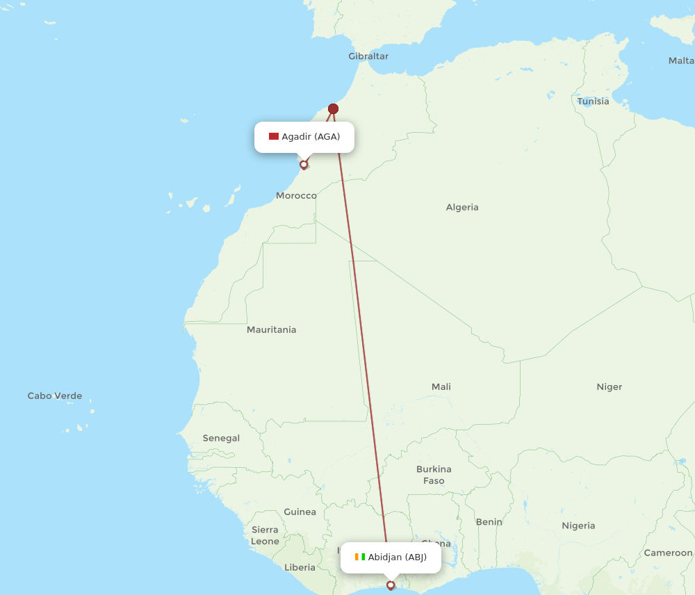 ABJ-AGA flight routes