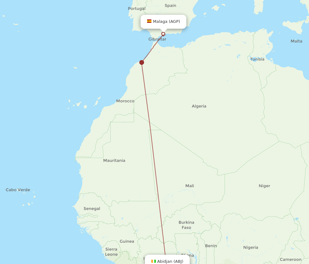 ABJ-AGP flight routes