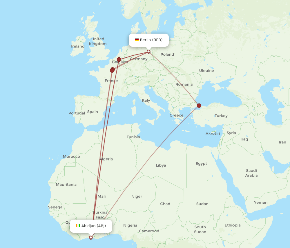ABJ-BER flight routes