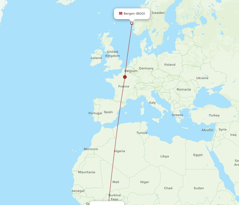 ABJ-BGO flight routes