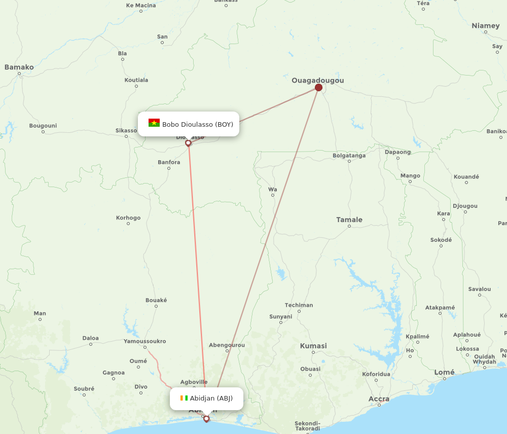BOY to ABJ flights and routes map