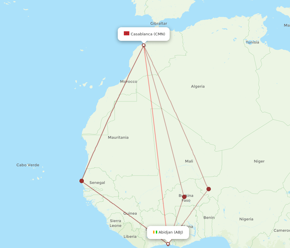 ABJ-CMN flight routes