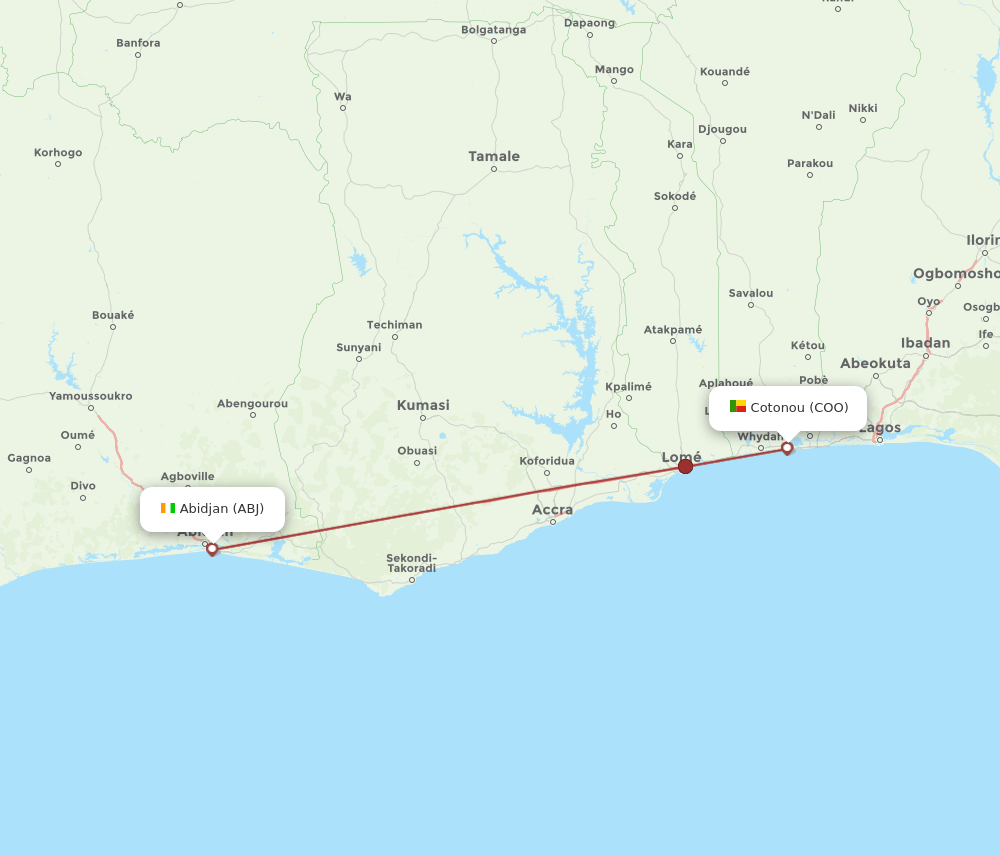 ABJ to COO flights and routes map