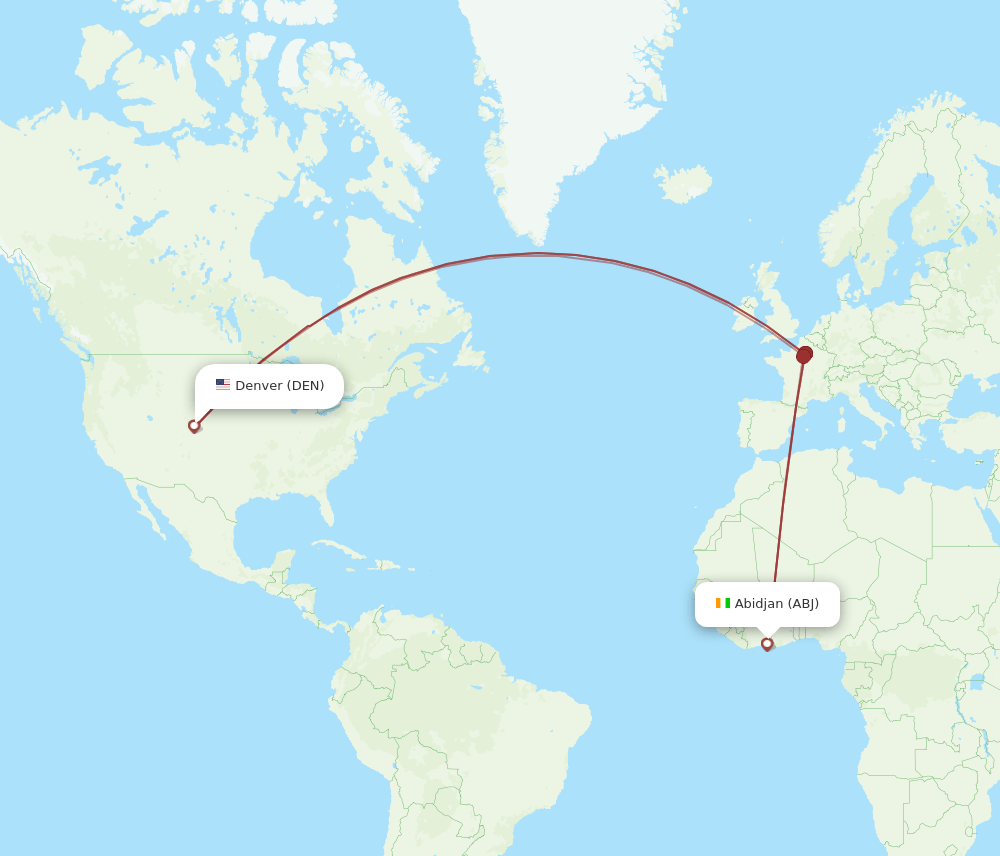 ABJ-DEN flight routes