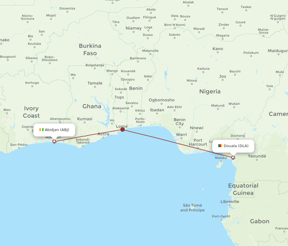 ABJ to DLA flights and routes map
