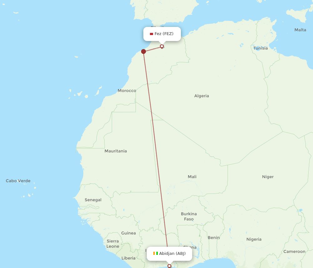 ABJ-FEZ flight routes