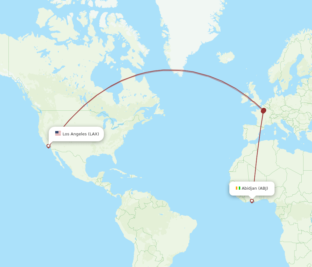 ABJ-LAX flight routes