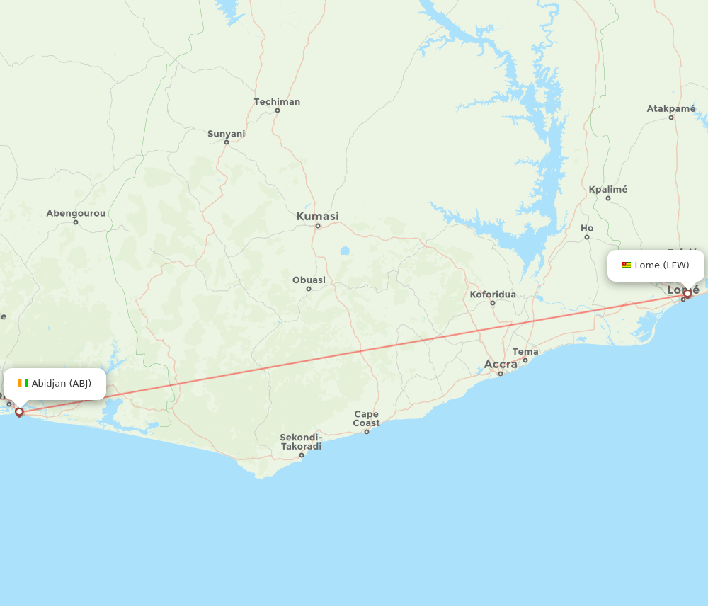 ABJ-LFW flight routes