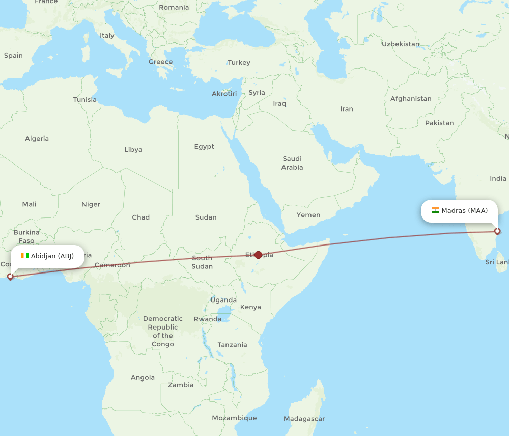 ABJ-MAA flight routes