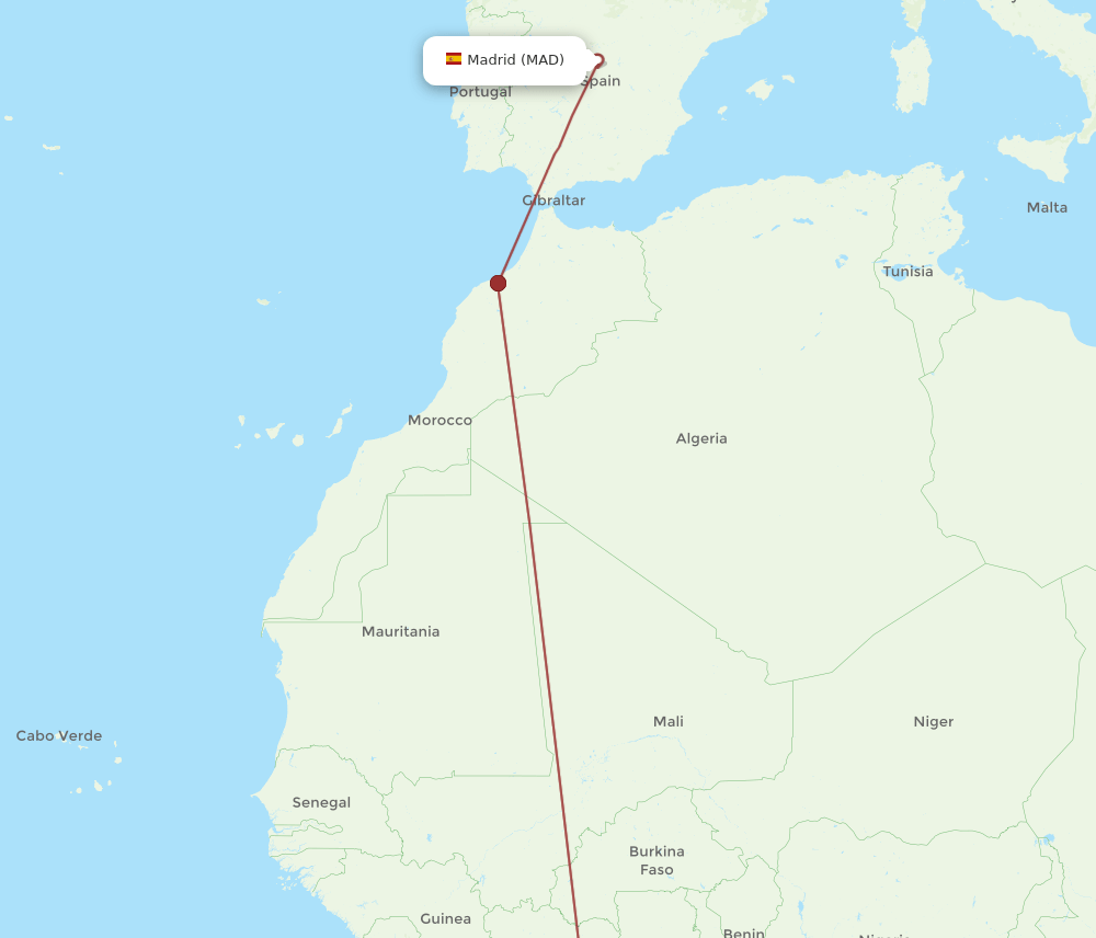 ABJ-MAD flight routes
