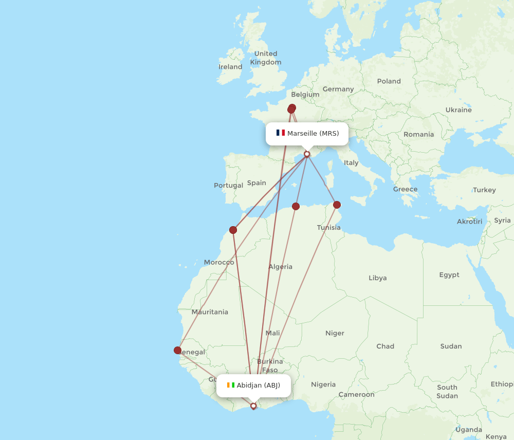 ABJ to MRS flights and routes map