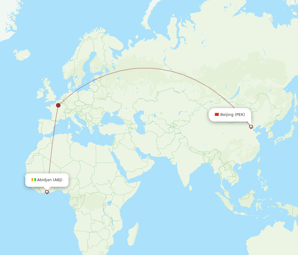ABJ to PEK flights and routes map