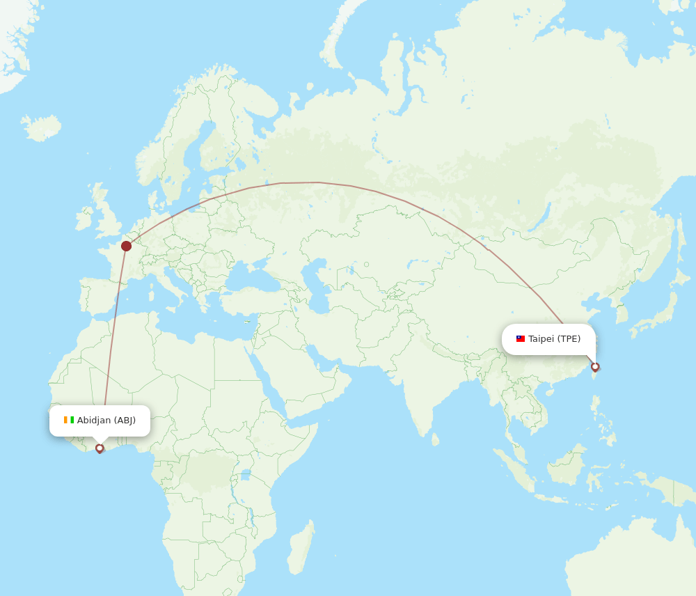 ABJ to TPE flights and routes map