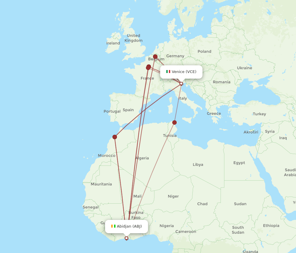 ABJ-VCE flight routes