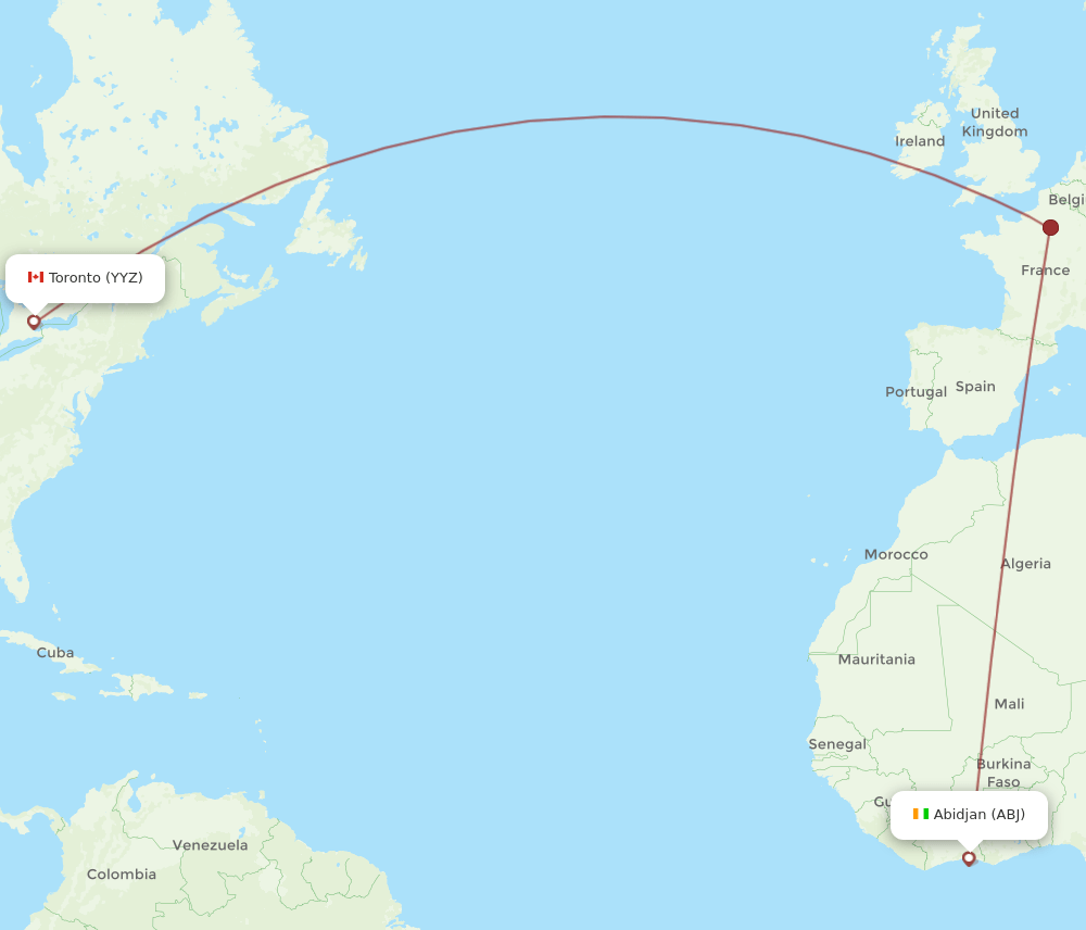 ABJ-YYZ flight routes