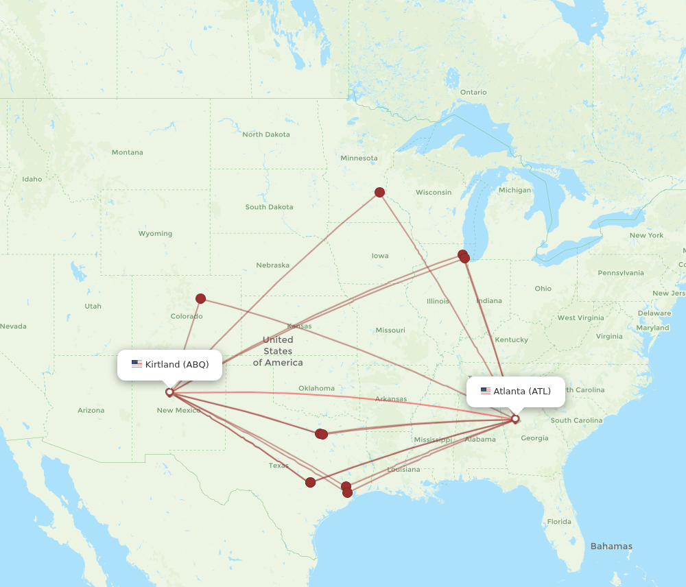 ABQ-ATL flight routes