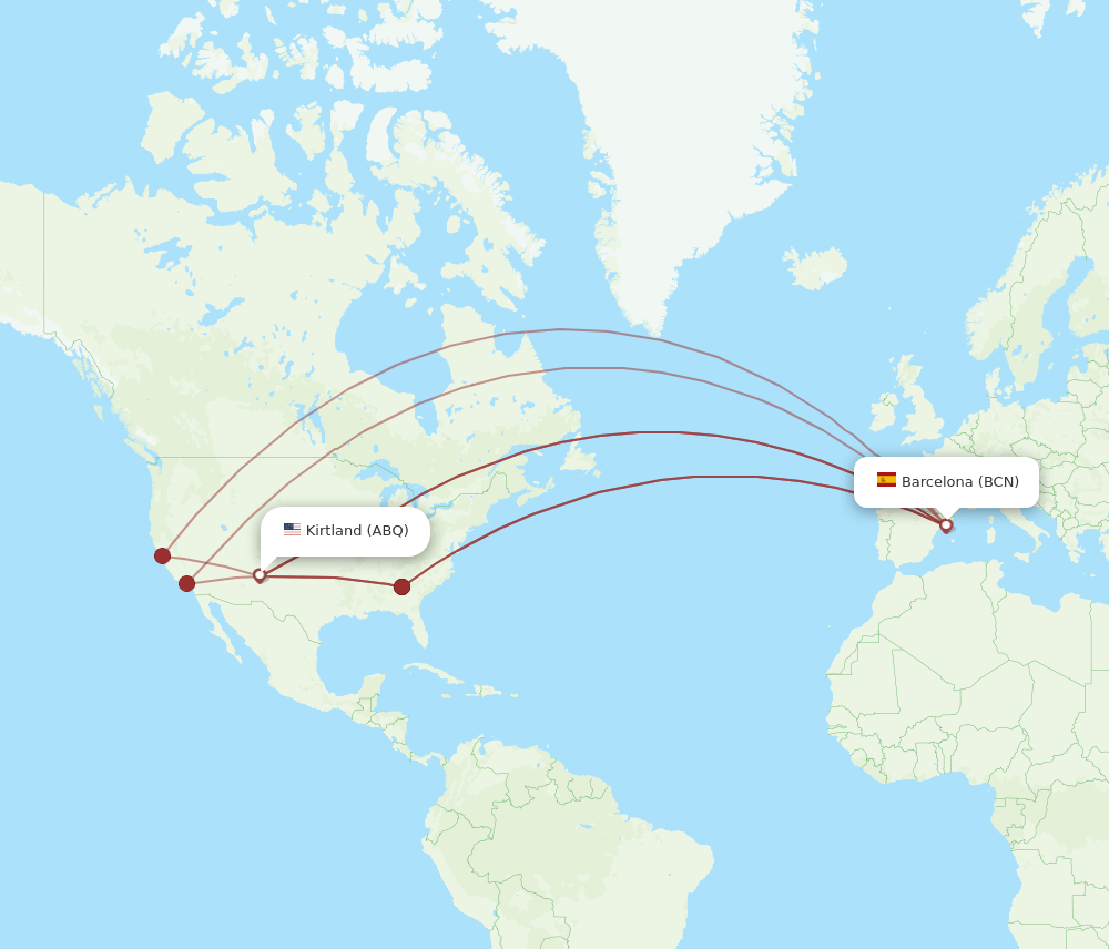 ABQ-BCN flight routes