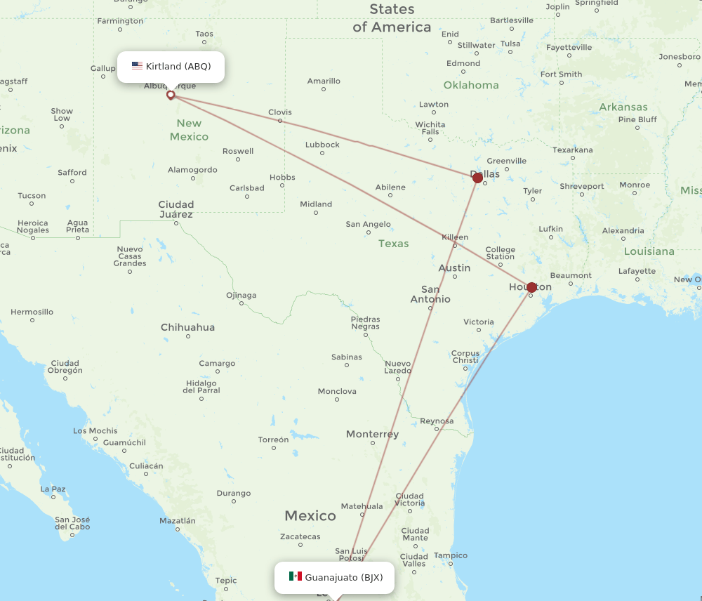 ABQ-BJX flight routes