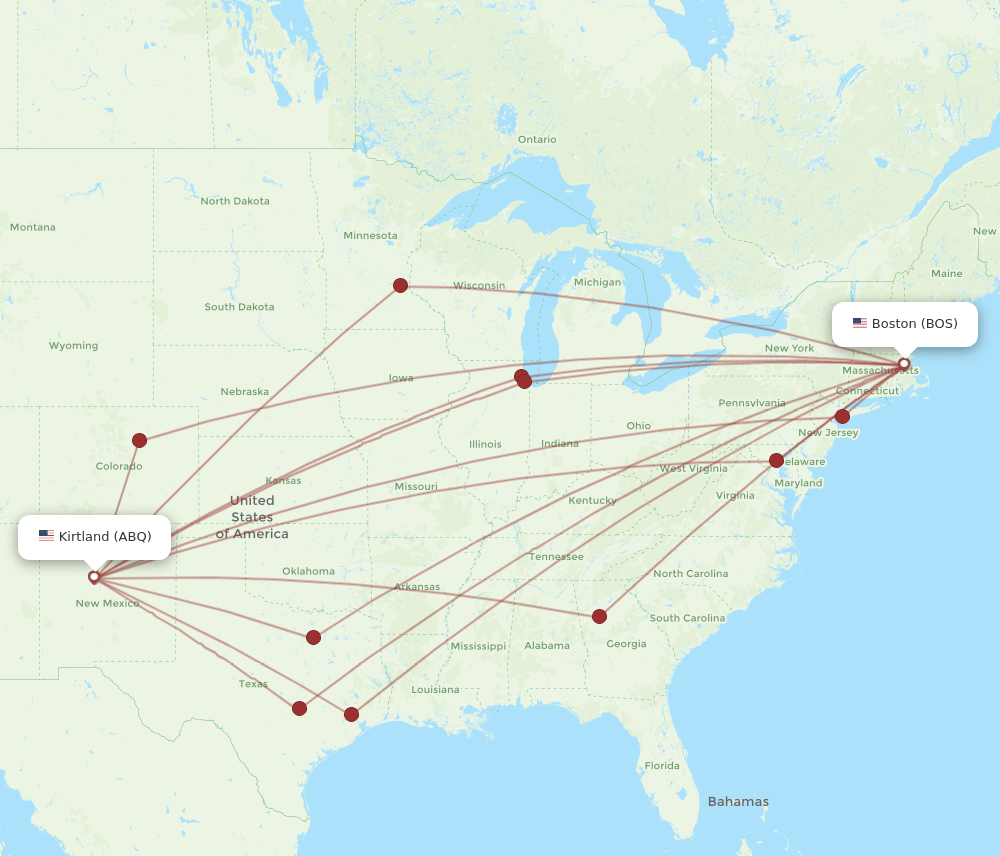 ABQ-BOS flight routes