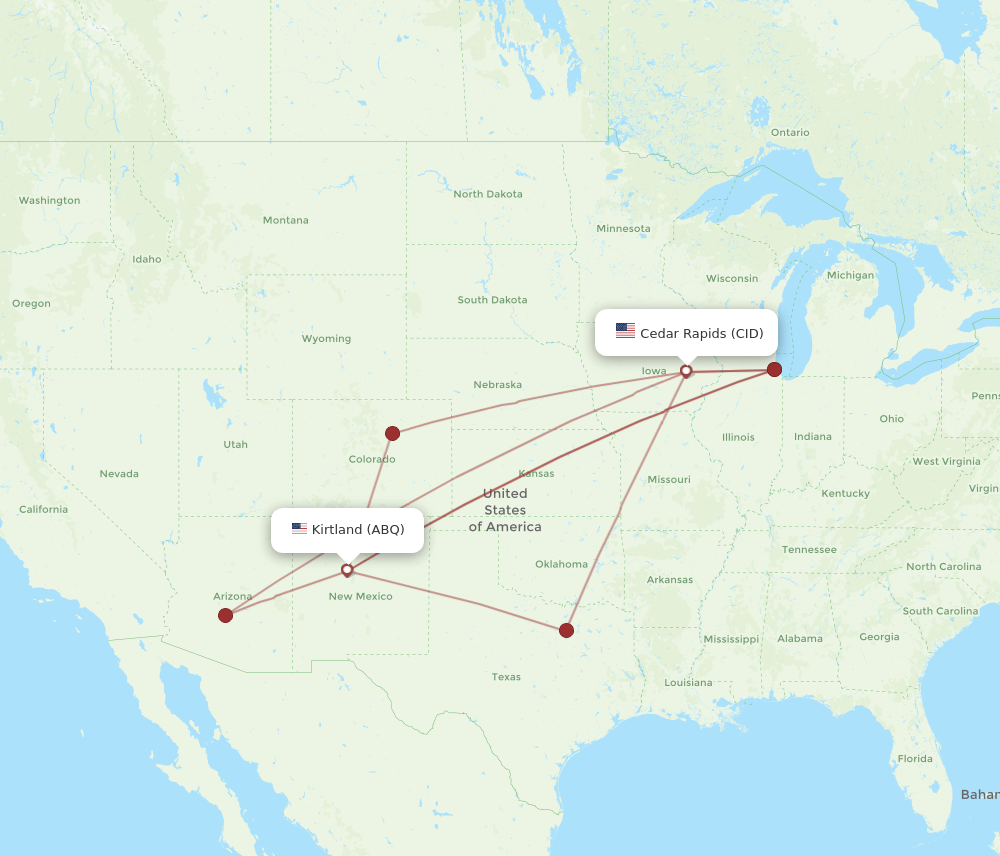 ABQ to CID flights and routes map