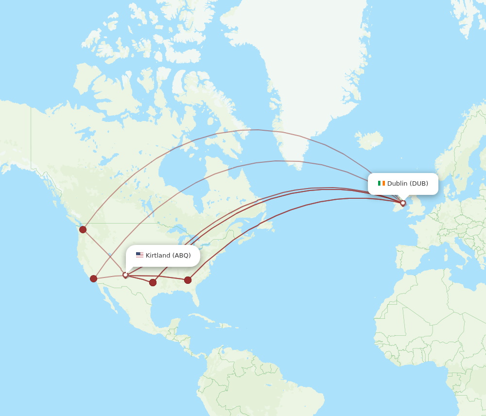 ABQ-DUB flight routes