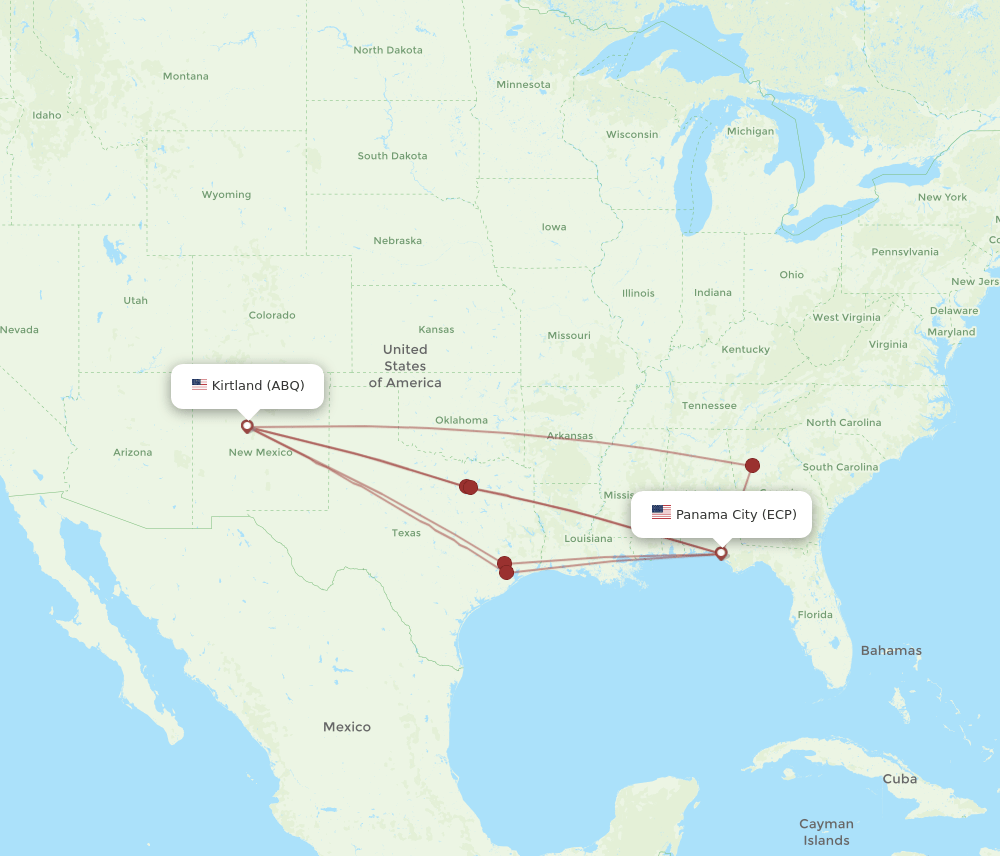 ABQ-ECP flight routes